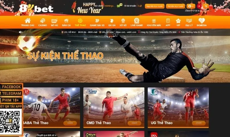 Sảnh Thể Thao 8KBet thiết kế giao diện đẹp, hiện đại