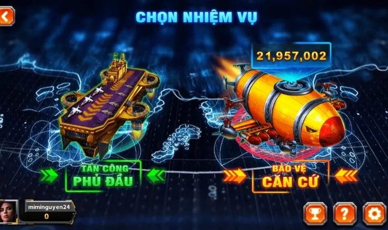 Chọn nhiệm vụ trong game Bắn Cá Đại Chiến B52 Tại 8KBet