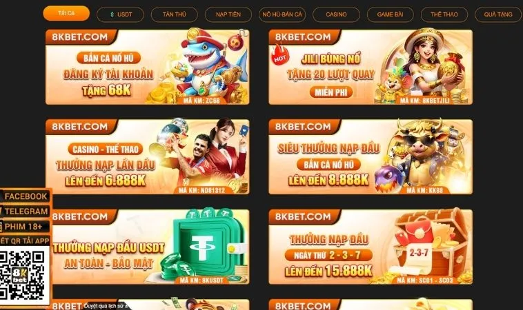 Các chương trình Khuyến Mãi 8KBet hấp dẫn