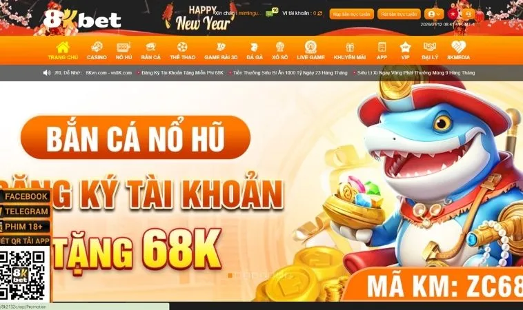 Giao diện trang chủ nhà cái 8KBET