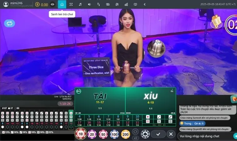 Trải nghiệm chơi tài xỉu cùng dealer người thật xinh đẹp